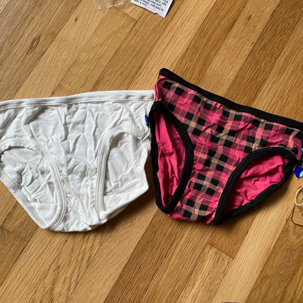 Kickee Pants Girls Underwear in Plaid and Natural